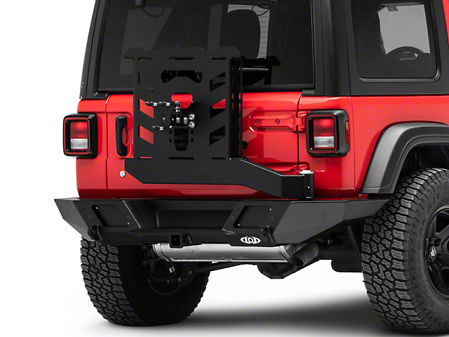 LoD Offroad Destroyer Full-Width Rear Bumper with Tire Carrier; Black Texture (18-23 Jeep Wrangler JL)
