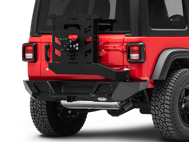 LoD Offroad Destroyer Shorty Rear Bumper with Tire Carrier; Black Texture (18-23 Jeep Wrangler JL)