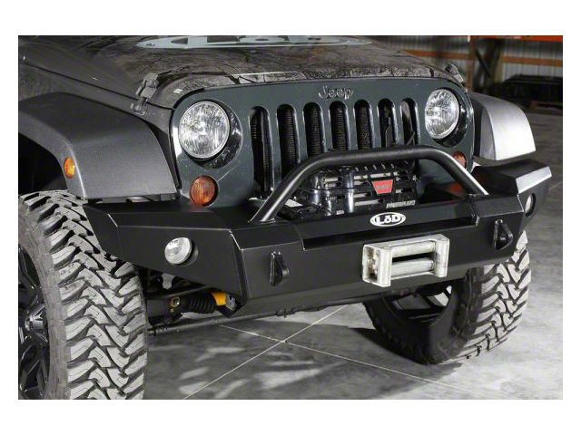 LoD Offroad Signature Series Full-Width Front Bumper for Warn Power Plant Winch Only; Black Texture (07-18 Jeep Wrangler JK)