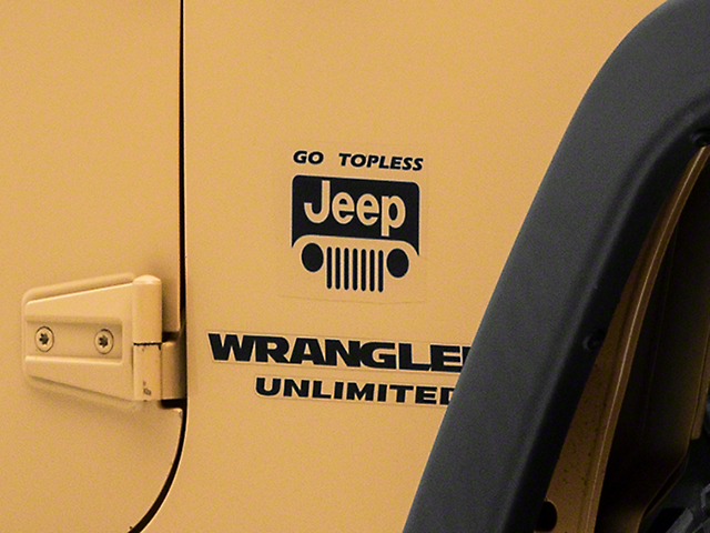 Officially Licensed Jeep Go Topless Jeep Decal; Matte Black (87-18 Jeep Wrangler YJ, TJ & JK)