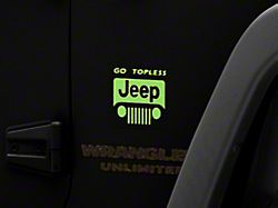 Officially Licensed Jeep Go Topless Jeep Decal; Lime Green (87-18 Jeep Wrangler YJ, TJ & JK)
