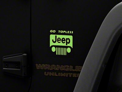 Jeep Licensed by RedRock Go Topless Jeep Decal; Lime Green (87-18 Jeep Wrangler YJ, TJ & JK)