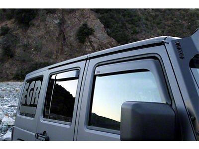 EGR In-Channel Window Visors; Front and Rear; Dark Smoke (07-18 Jeep Wrangler JK 4-Door)