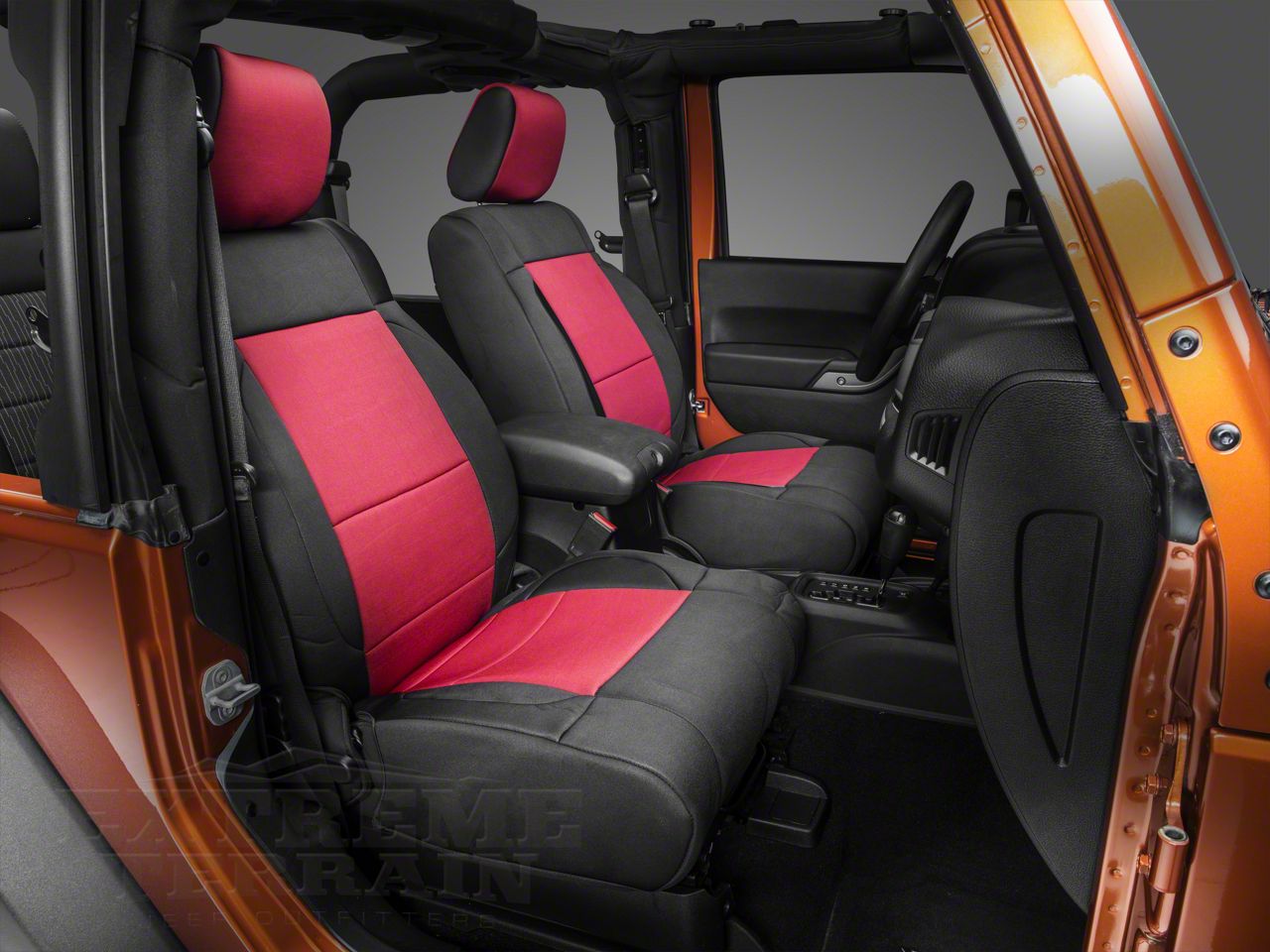 Smittybilt Wrangler Seat Covers Front Neoprene Black Sides/ Red