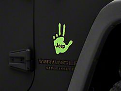 Officially Licensed Jeep Jeep Peace Decal; Lime (87-18 Jeep Wrangler YJ, TJ & JK)