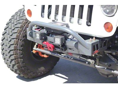 VKS Fabrication Felon Front Bumper with Winch Hoop; Raw Steel (07-18 Jeep Wrangler JK)