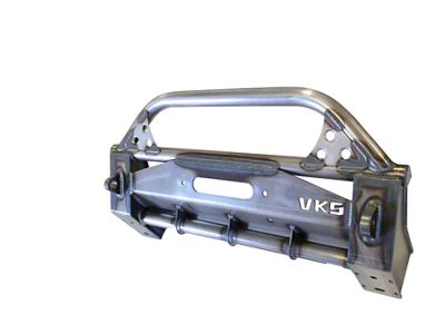 VKS Fabrication Prerunner Front Bumper with Winch Hoop; Raw Steel (07-18 Jeep Wrangler JK)