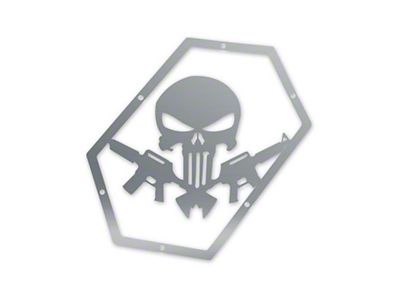 Skull Krushers Strapped Punisher Fender Emblem; Bare Aluminum (07-18 Jeep Wrangler JK)