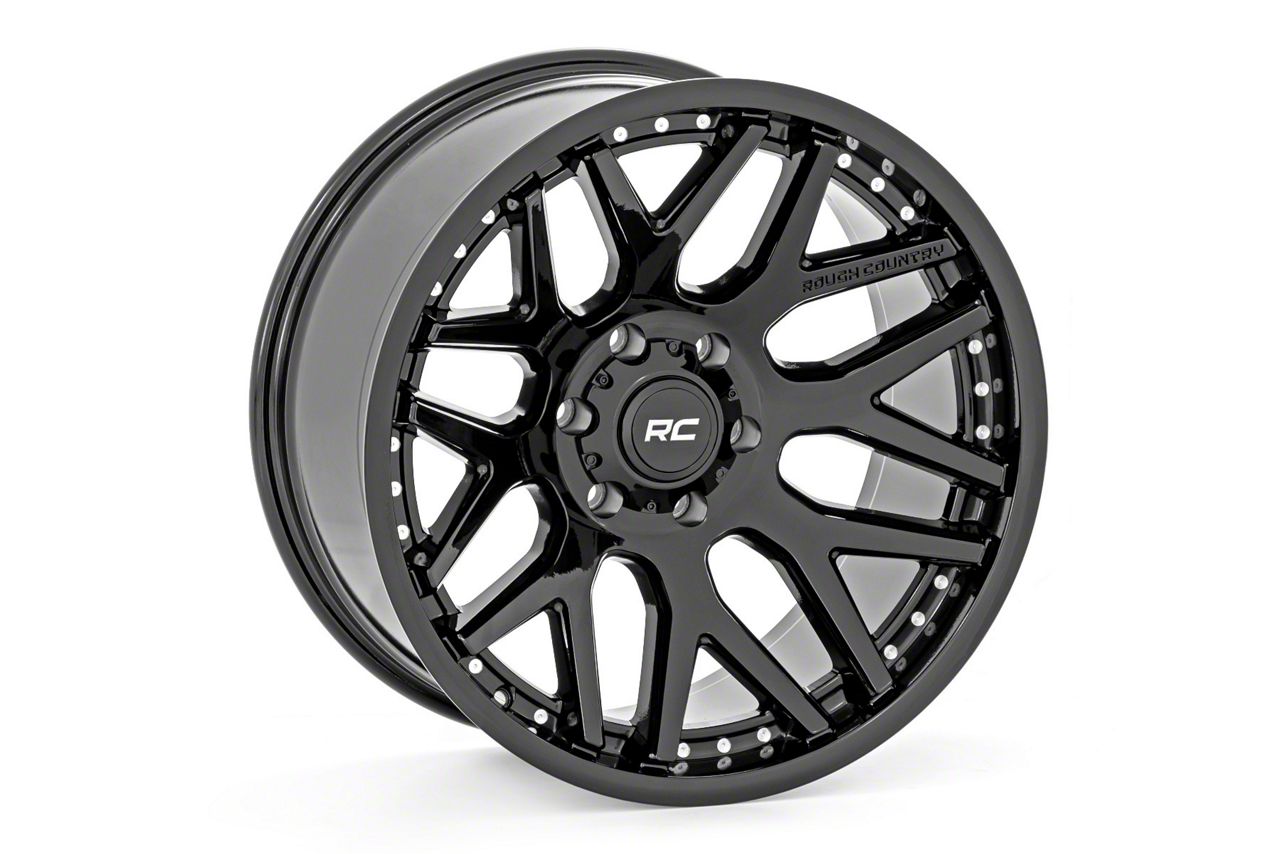 Rough Country One-Piece Series 95 Gloss Black Wheel; 20x10 (20-23 Jeep Gladiator JT)