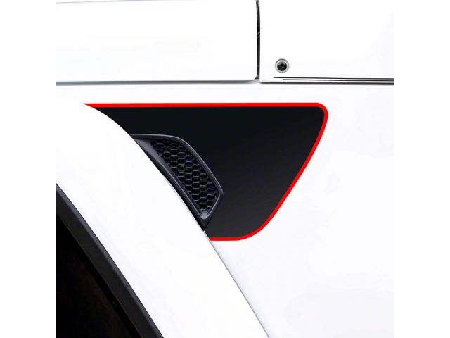 Fender Vent Premium Wrap Decal; Matte Black with Red Outline (20-24 Jeep Gladiator JT)