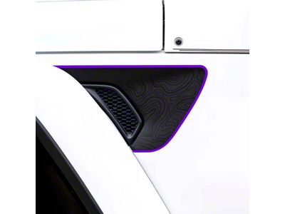 Topographical Map Fender Vent Premium Wrap Decal; Black with Purple Outline (18-24 Jeep Wrangler JL)