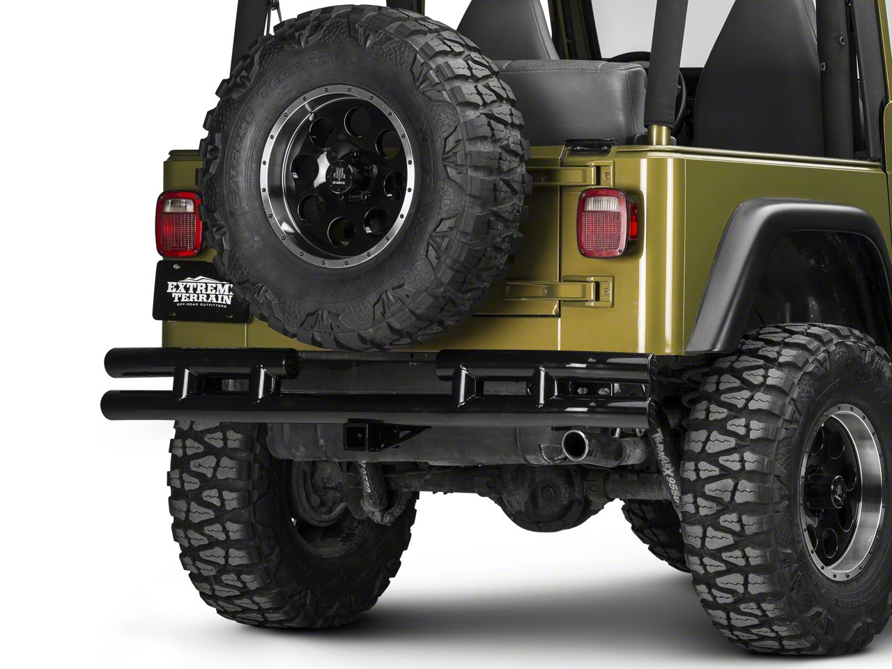 Smittybilt Jeep Wrangler Tubular Rear Bumper w/ Hitch - Gloss Black ...