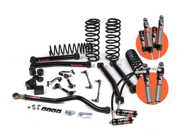JKS Manufacturing 3.50-Inch J-Konnect Heavy Duty Rate Coil Suspension Lift Kit with FOX 3.5 Performance Elite Series Shocks (18-24 Jeep Wrangler JL 4-Door, Excluding 4xe & Rubicon 392)