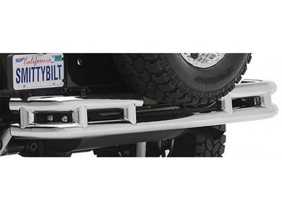 Smittybilt Tubular Rear Bumper with Hitch; Stainless Steel (87-06 Jeep Wrangler YJ & TJ)