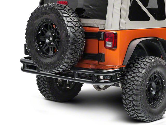 Smittybilt Tubular Rear Bumper without Hitch; Gloss Black (07-18 Jeep Wrangler JK)