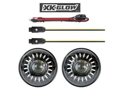 XK Glow 7-Inch RGB LED Headlights; Black Housing; Clear Lens (97-18 Jeep Wrangler TJ & JK)