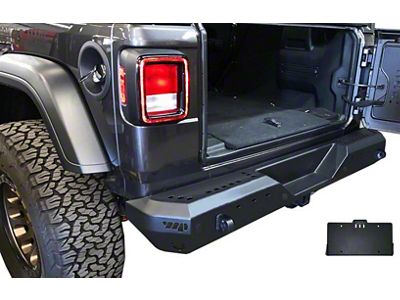 MOD Series Rear Bumper License Plate Mount; Black (18-24 Jeep Wrangler JL)
