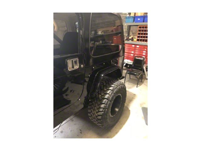 Wizard Works Offroad Rear Armor with Tube Flares; Bare Steel (97-06 Jeep Wrangler TJ, Excluding Unlimited)