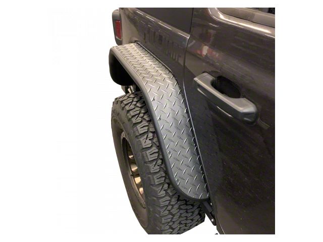 Rear Tube Fender Flares; Aluminum Diamond Plate (18-24 Jeep Wrangler JL)
