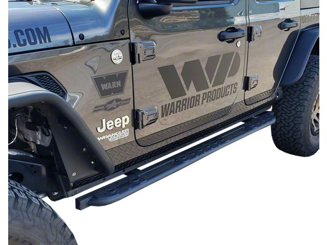 Side Plates; Black Aluminum Diamond Plate (18-24 Jeep Wrangler JL 4-Door)
