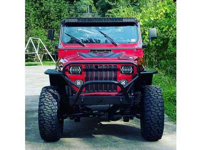 Wizard Works Offroad Stubby Front Bumper with Grille Hoop; Bare Steel (97-06 Jeep Wrangler TJ)