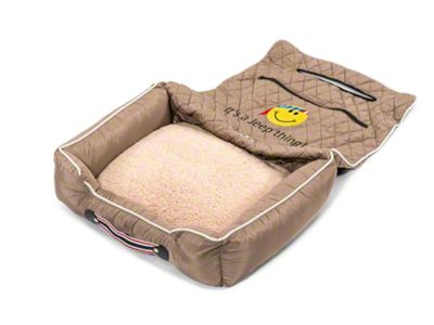 PetBed2Go Seat Cover with Jeep Smiley Face; Tan (Universal; Some Adaptation May Be Required)