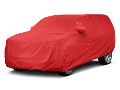 Covercraft Custom Car Covers WeatherShield HP Car Cover; Red (76-86 Jeep CJ7 w/ Spare Tire)