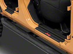 Jeep Licensed by RedRock Carbon Fiber Door Sill Decal; Red (07-18 Jeep Wrangler JK)