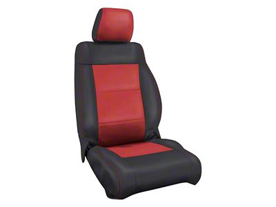 PRP Front Seat Covers; Black and Red (07-10 Jeep Wrangler JK)