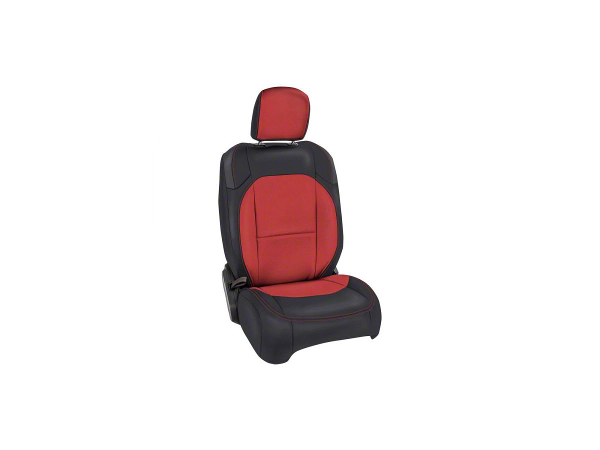 PRP Jeep Wrangler Front Seat Covers; Black and Red B037-05 (18-23 Jeep  Wrangler JL 2-Door, Excluding Rubicon) - Free Shipping