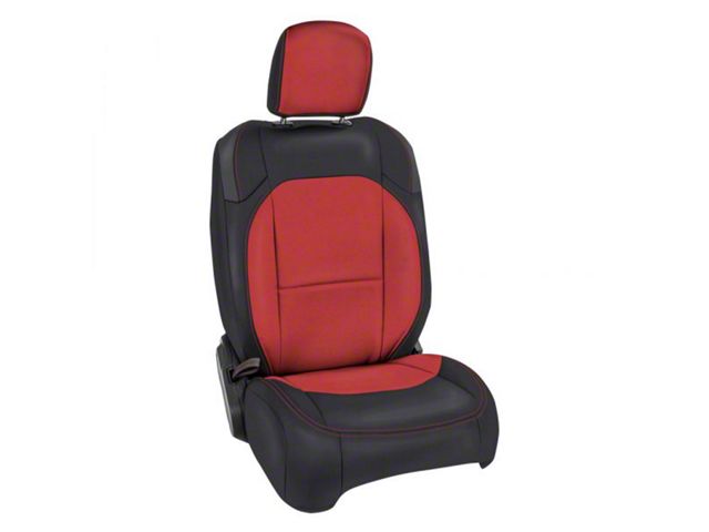 PRP Front Seat Covers; Black and Red (18-24 Jeep Wrangler JL 2-Door, Excluding Rubicon)