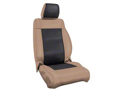 PRP Front Seat Covers; Black and Tan (07-10 Jeep Wrangler JK)