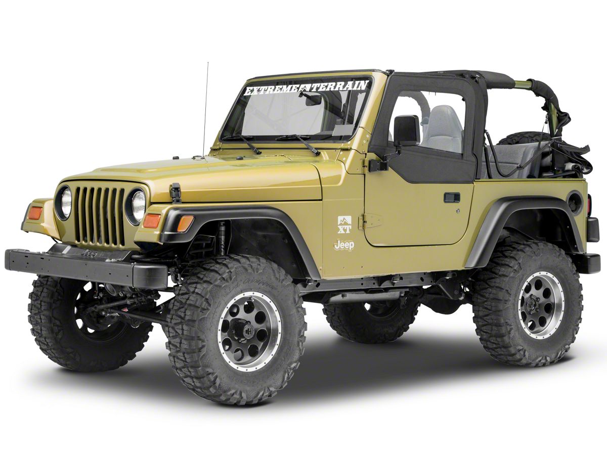 Smittybilt Jeep Wrangler Soft Top Door Skin w/ Frame & Clear Windows -  Driver Side - Black Denim 79415 (97-06 Jeep Wrangler TJ)