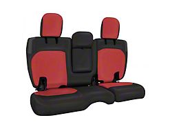 PRP Rear Bench Seat Cover; Black and Red (18-23 Jeep Wrangler JL 4-Door w/ Leather Interior)