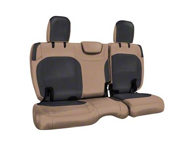 PRP Rear Bench Seat Cover; Black and Tan (18-24 Jeep Wrangler JL 4-Door w/ Cloth Interior)
