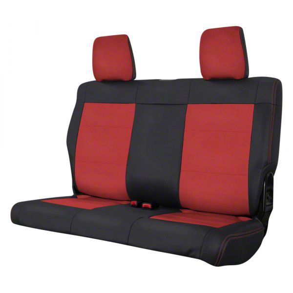 PRP Jeep Wrangler Rear Seat Cover; Black and Red B02505 (2007 Jeep