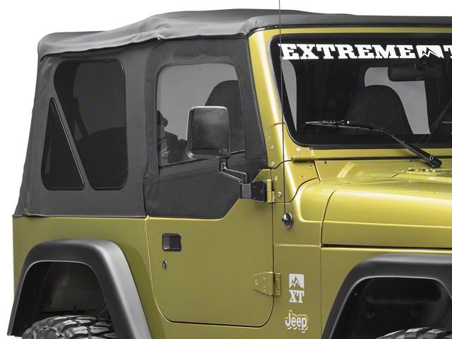 Smittybilt Soft Top Door Skin with Clear Window and Frame; Passenger Side; Black Denim (97-06 Jeep Wrangler TJ)