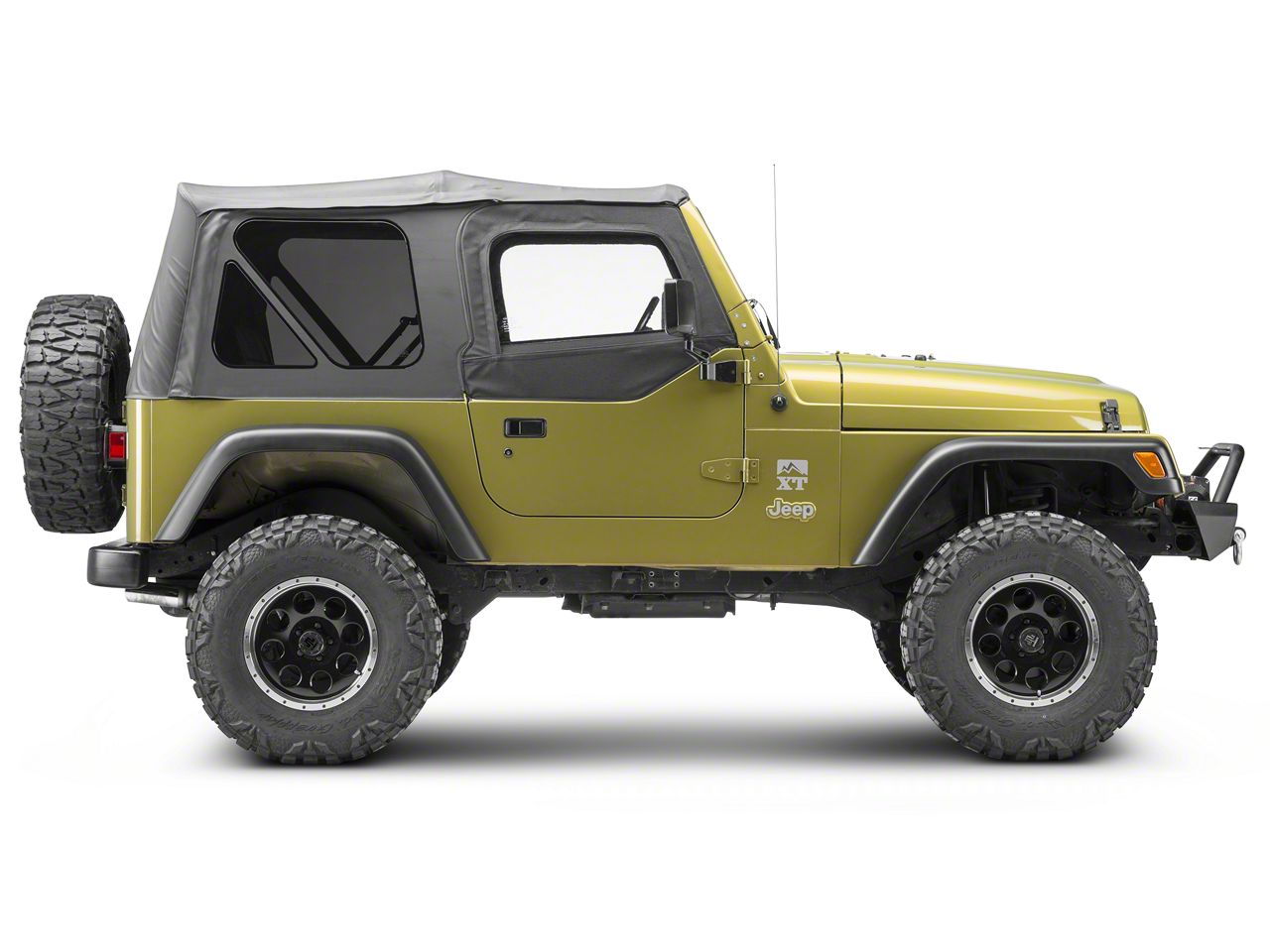 Smittybilt Jeep Wrangler Soft Top Door Skin w/ Frame u0026 Clear Windows -  Passenger Side - Black Denim 79515 (97-06 Jeep Wrangler TJ)