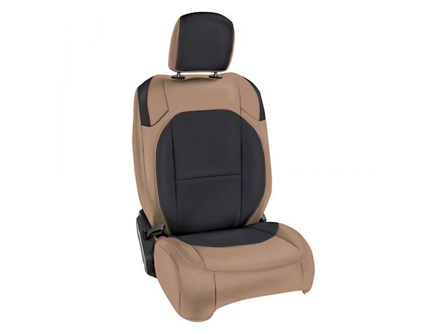 PRP Front Seat Covers; Black and Tan (20-23 Jeep Gladiator JT, Excluding Launch Edition & Rubicon)