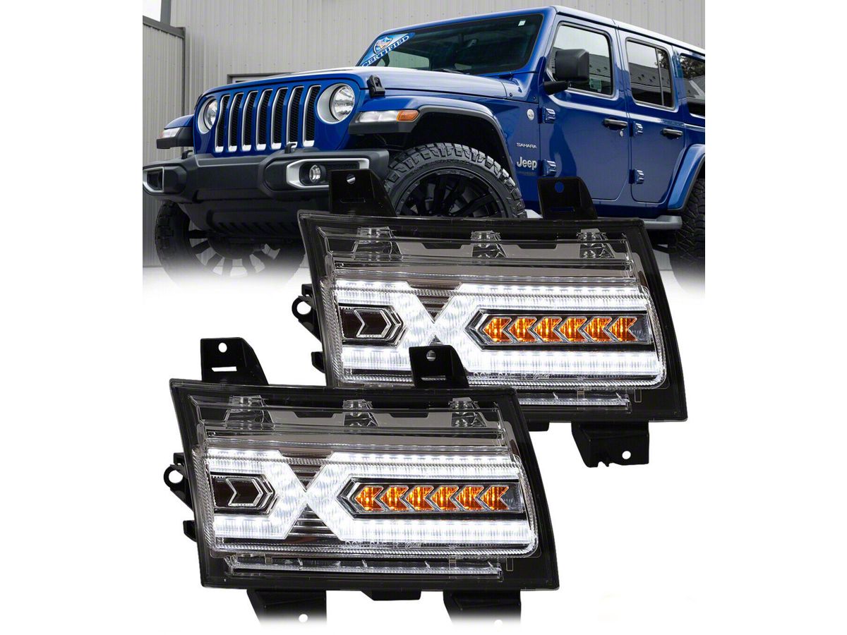 type Min kleuring Jeep Wrangler Renegade Series Sequential LED Turn Signals; Clear (18-23 Jeep  Wrangler JL) - Free Shipping