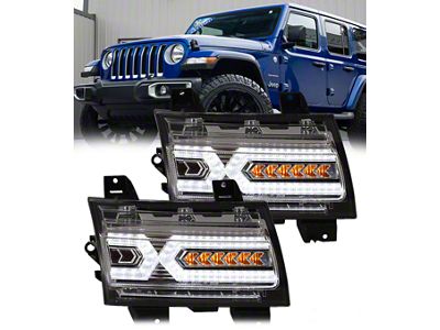 Renegade Series Sequential LED Turn Signals; Clear (20-24 Jeep Gladiator JT)