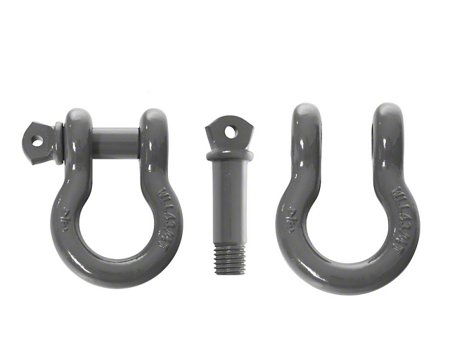 Overland Vehicle Systems 3/4-Inch 4.75-Ton Recovery Shackles; Gray