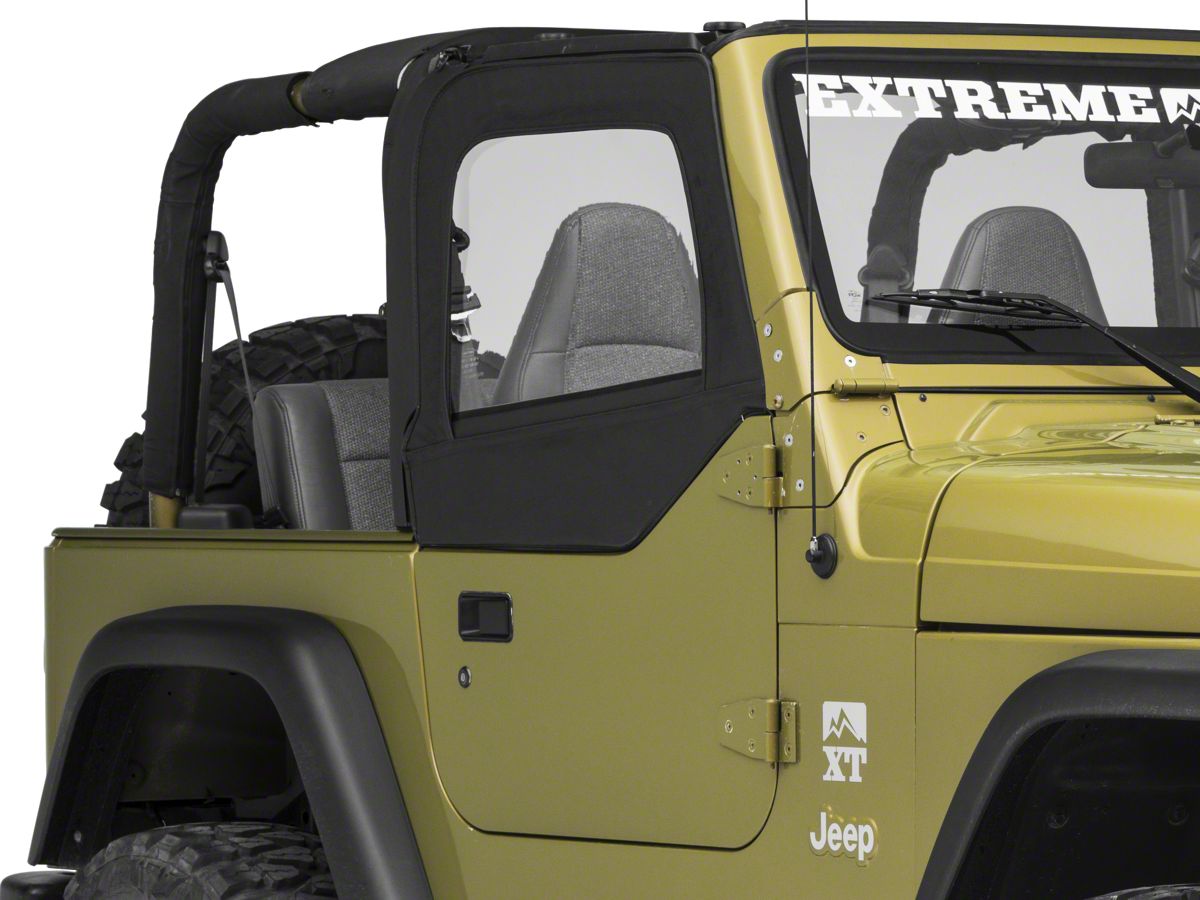Smittybilt Jeep Wrangler Soft Top Door Skins w/ Clear Windows - Black  Diamond 89735 (97-06 Jeep Wrangler TJ)