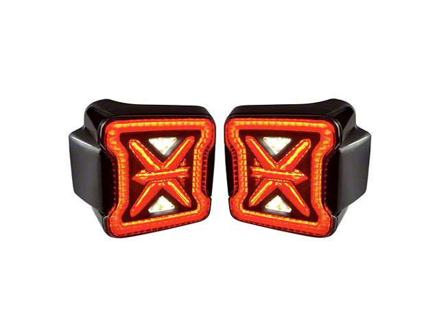 American Modified Arrow LED Tail Lights; Black Housing; Smoked Lens (18-24 Jeep Wrangler JL w/ Factory Halogen Tail Lights)