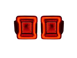 American Modified Tunnel LED Tail Lights; Black Housing; Red Lens (18-23 Jeep Wrangler JL w/ Factory Halogen Tail Lights)