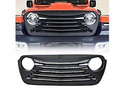 American Modified Tomahawke Grille with LED Eyebrow; Matte Black (18-23 Jeep Wrangler JL)