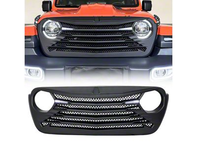 American Modified Tomahawke Grille with LED Eyebrow; Matte Black (20-24 Jeep Gladiator JT w/o TrailCam)