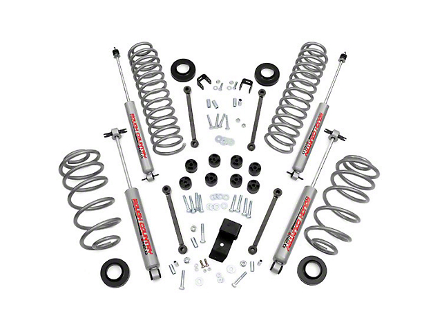 Rough Country 3.25-Inch Suspension Lift Kit with Premium N2.0 Shocks (97-02 4.0L Jeep Wrangler TJ)