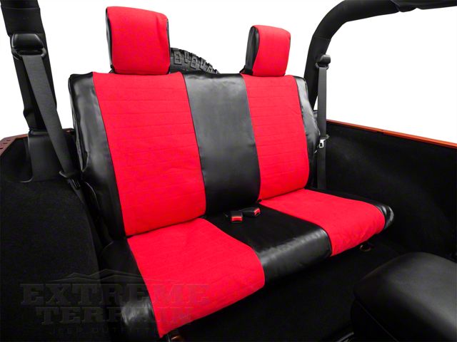 Smittybilt XRC Rear Seat Cover; Black/Red (07-18 Jeep Wrangler JK 2-Door)