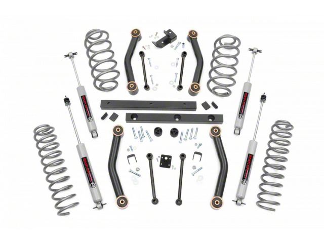 Rough Country 4-Inch Suspension Lift Kit with M1 Monotube Shocks (03-06 Jeep Wrangler TJ)